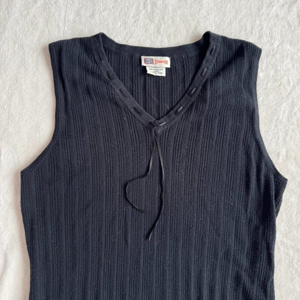 Faded Glory Stretch Black Pointelle Top